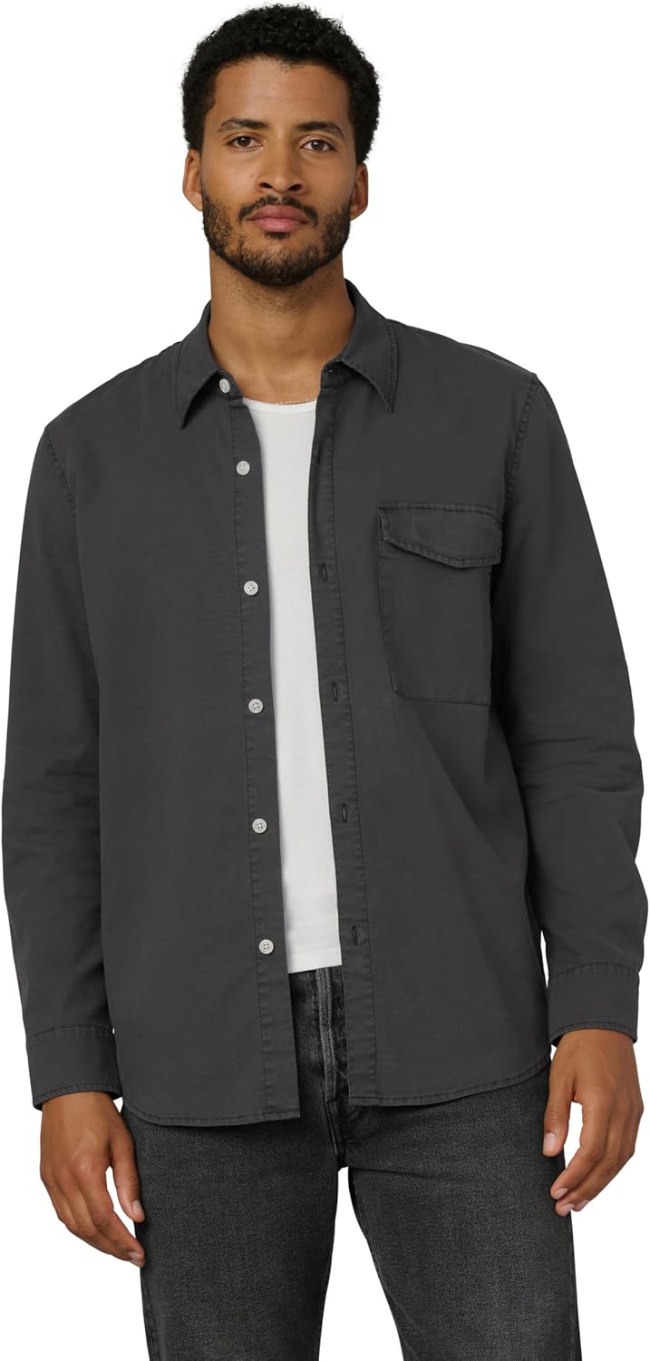 Joe's Jeans Men's The Reynolds Workwear Shirt Long Sleeve Pocket Button Down - Black Oyster