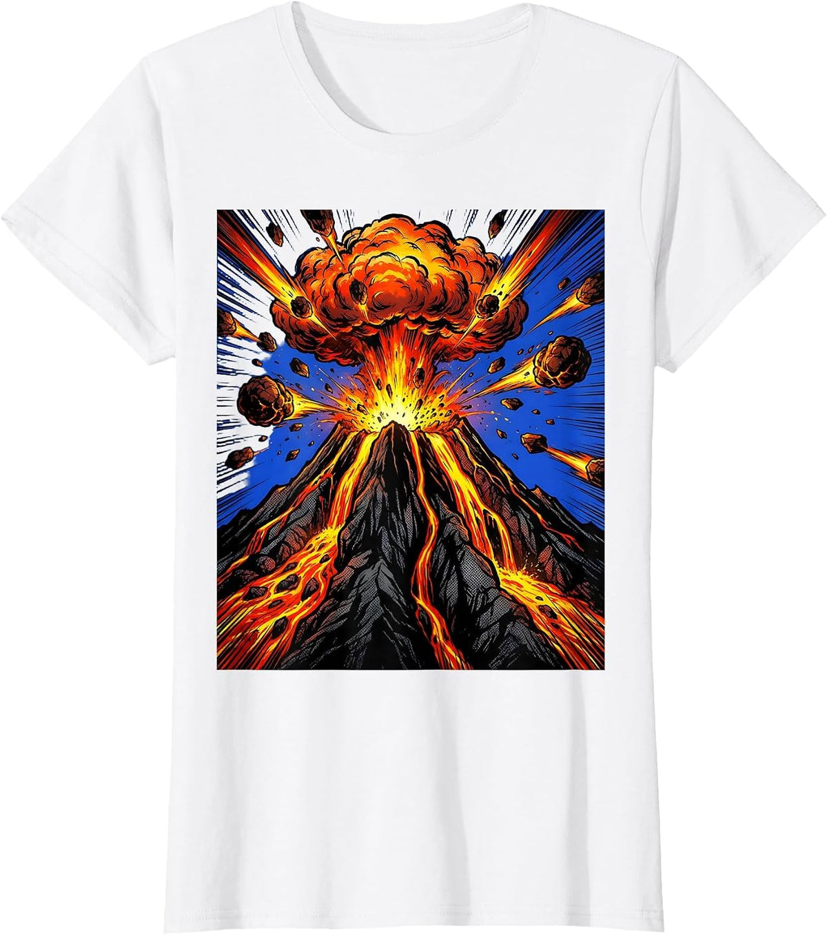 2nd Grade Volcano Eruption Glowing Lava Illustration T-Shirt - White