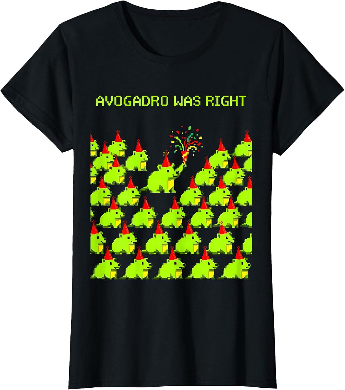 Women's Avogadro Was Right Pixel Art Mole Day Chemistry Teacher T-Shirt - Black