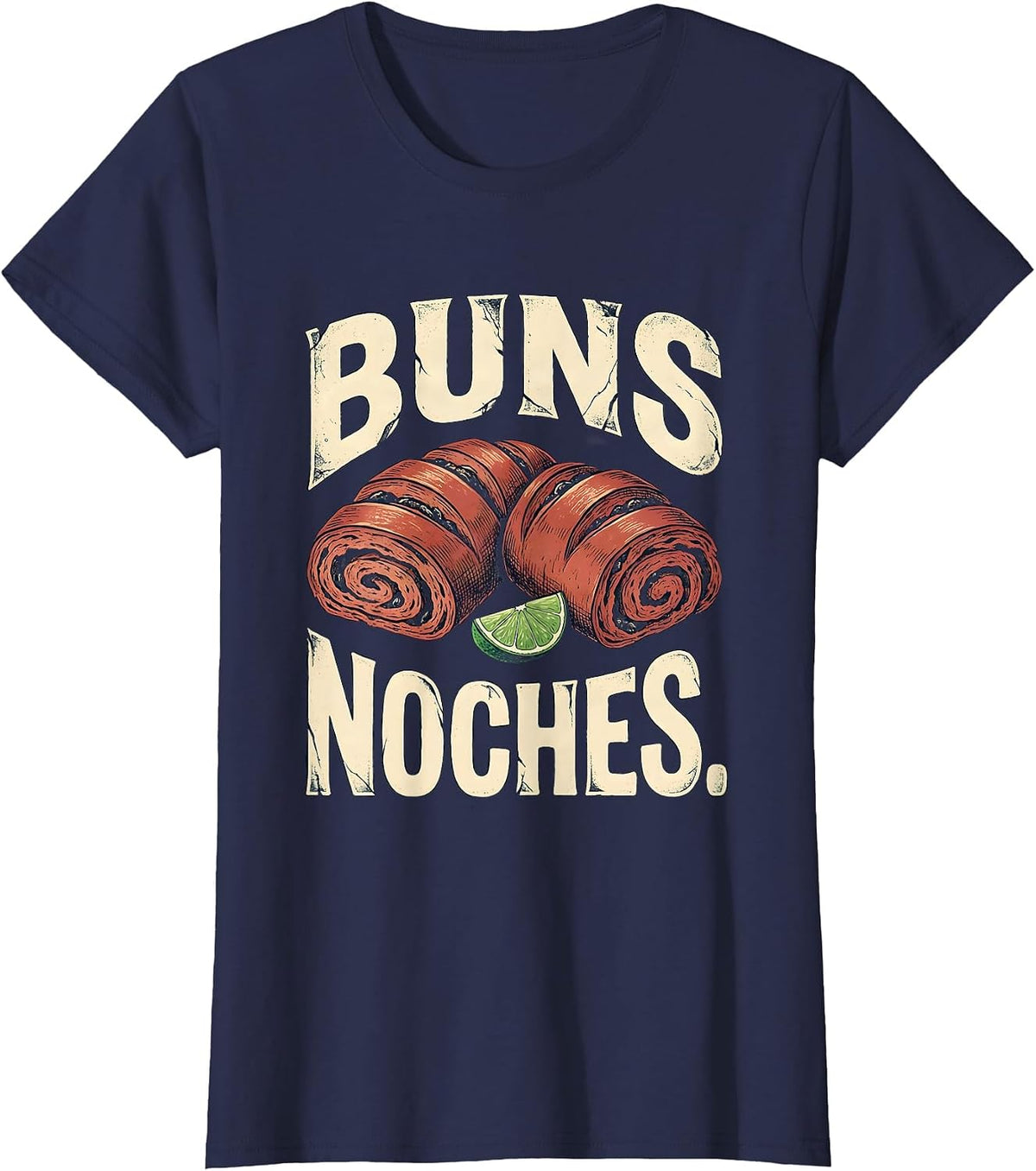 Women's Buns Noches Vintage Cinco De Mayo Spanish Pun Party Humor T-Shirt - Navy Blue