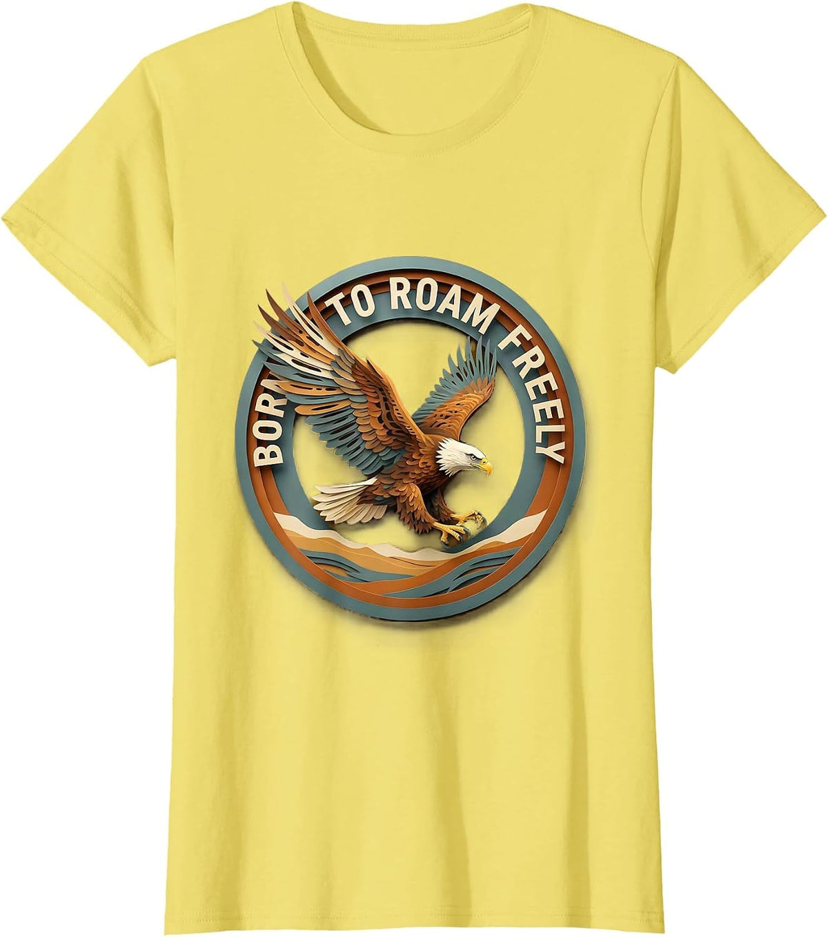 Born to Roam Freely Long Sleeve Freedom Design T-Shirt - Lemon Yellow
