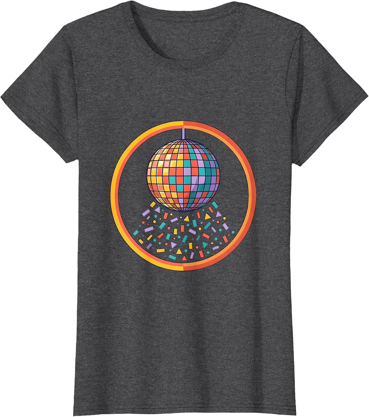 Women's I Am A Delight Glowing Disco Ball Confetti T-Shirt - Dark Heather Grey