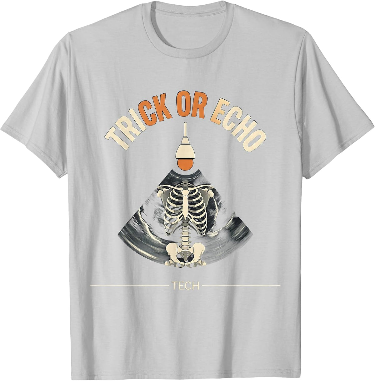 Men's Trick Or Echo Tech Funny Ultrasound Tech Halloween Radiology T-Shirt - Silver Grey