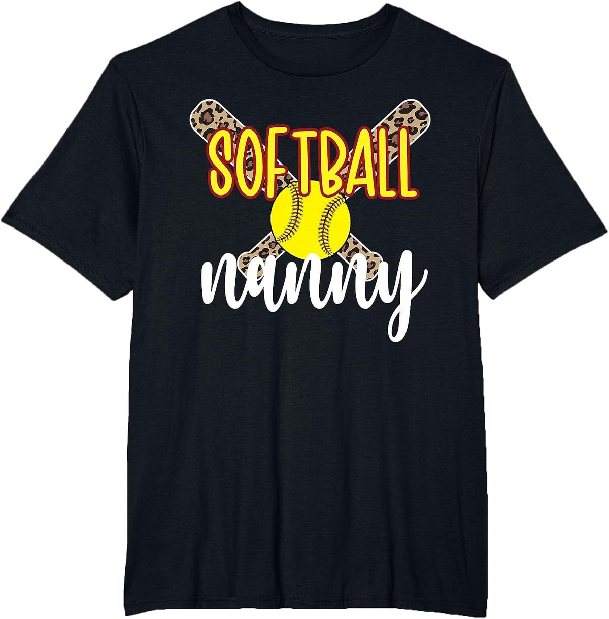 Softball Nanny Grandma Softball Player Nanny T-Shirt - Black