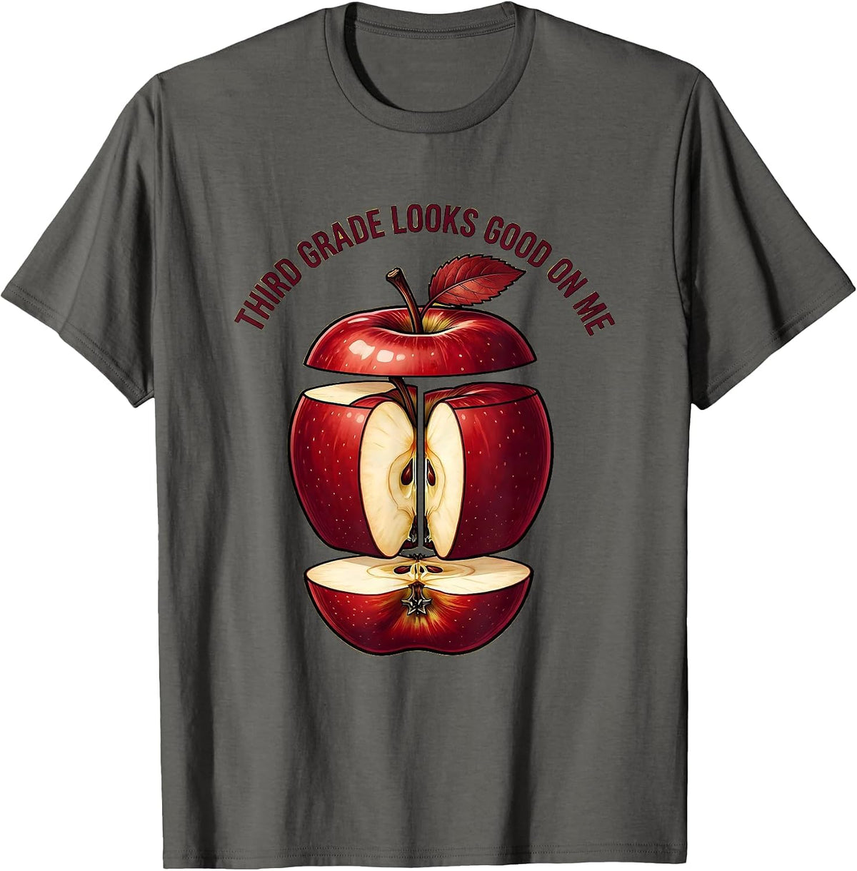 Men's Third Grade Looks Good On Me Teacher Design T-Shirt - Asphalt Grey