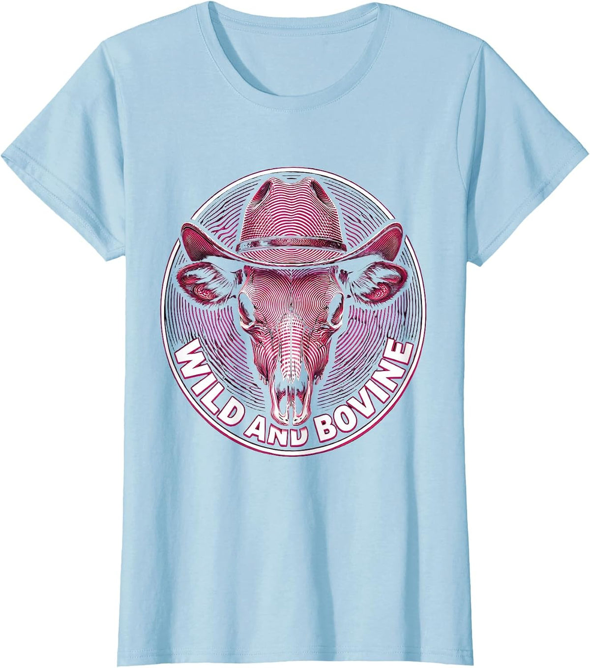 Women's Wild and Bovine Cow Lover Graphic Design T-Shirt - Baby Blue