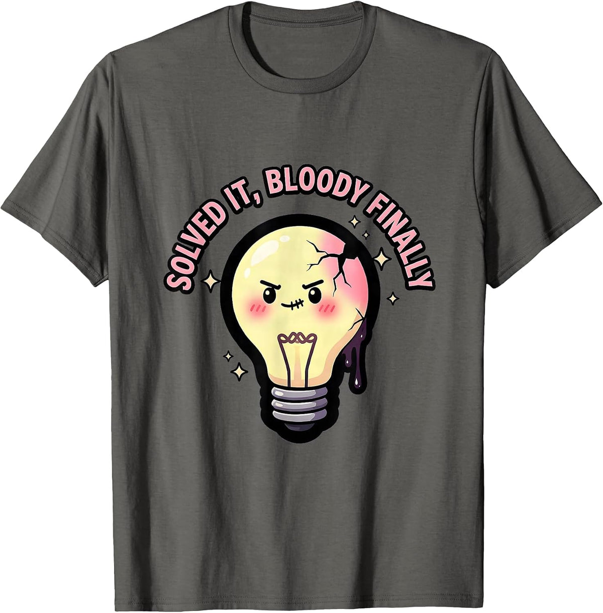 Solved It Bloody Finally Funny Problem Solved Design T-Shirt - Asphalt Grey