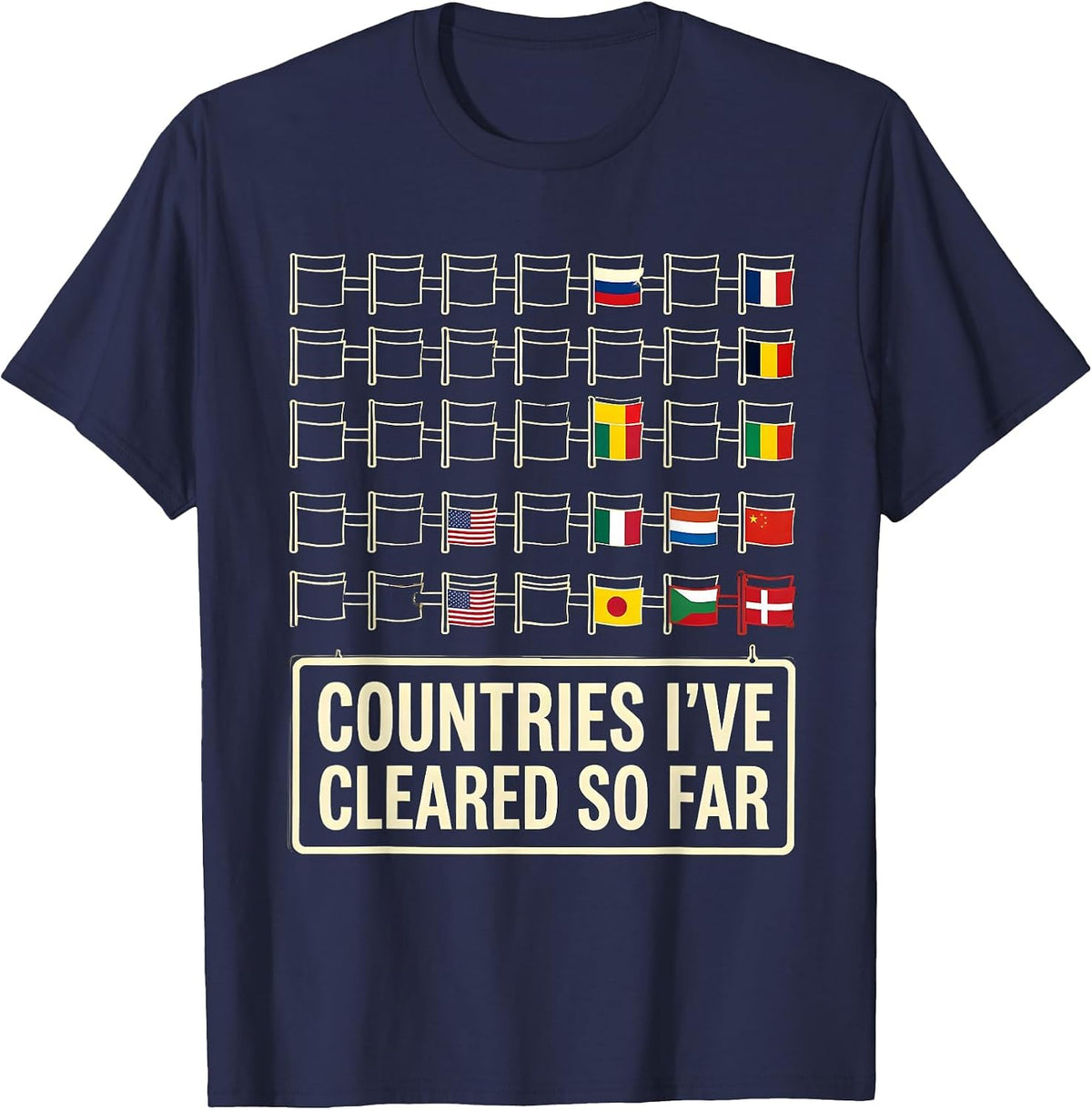 Men's Countries I've Cleared So Far Educational Geography Travel T-Shirt - Navy Blue