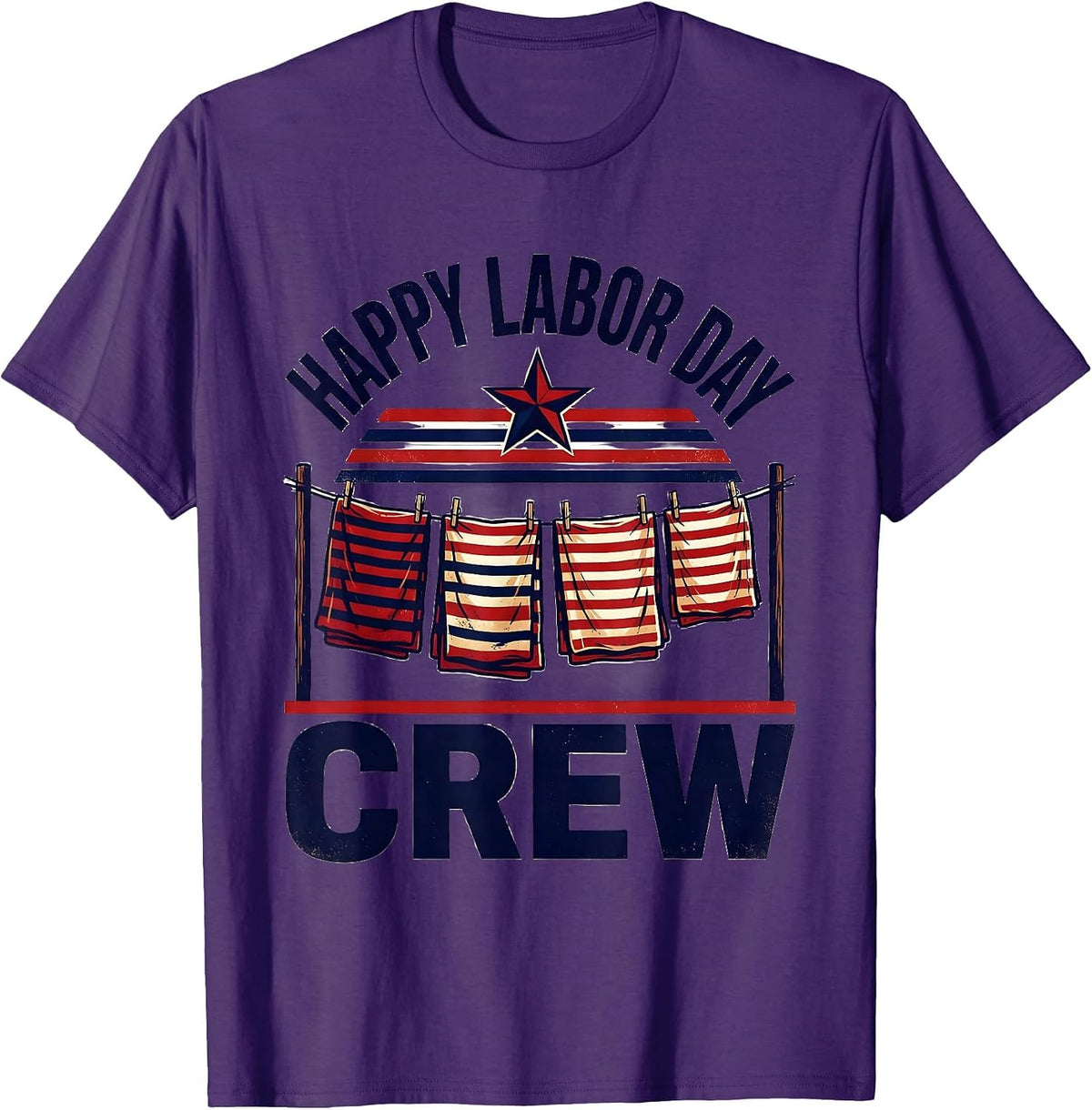Happy Labor Day Crew Patriotic Americana Tribute T-Shirt - Purple