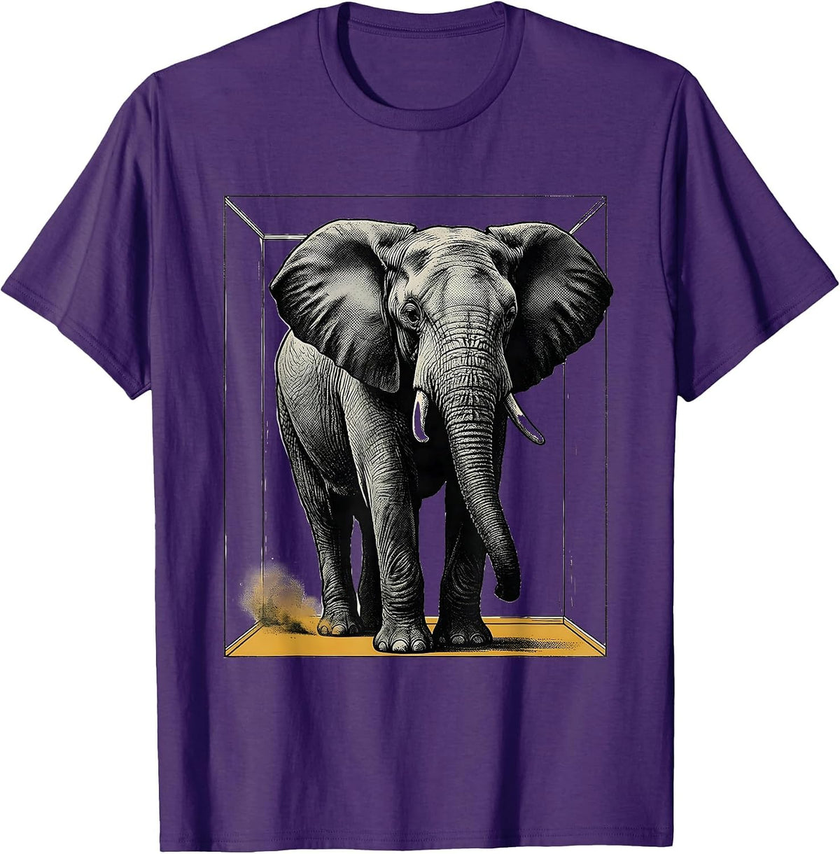 Men's Elephant Screenprint Poster Animal Lover Humor T-Shirt - Purple