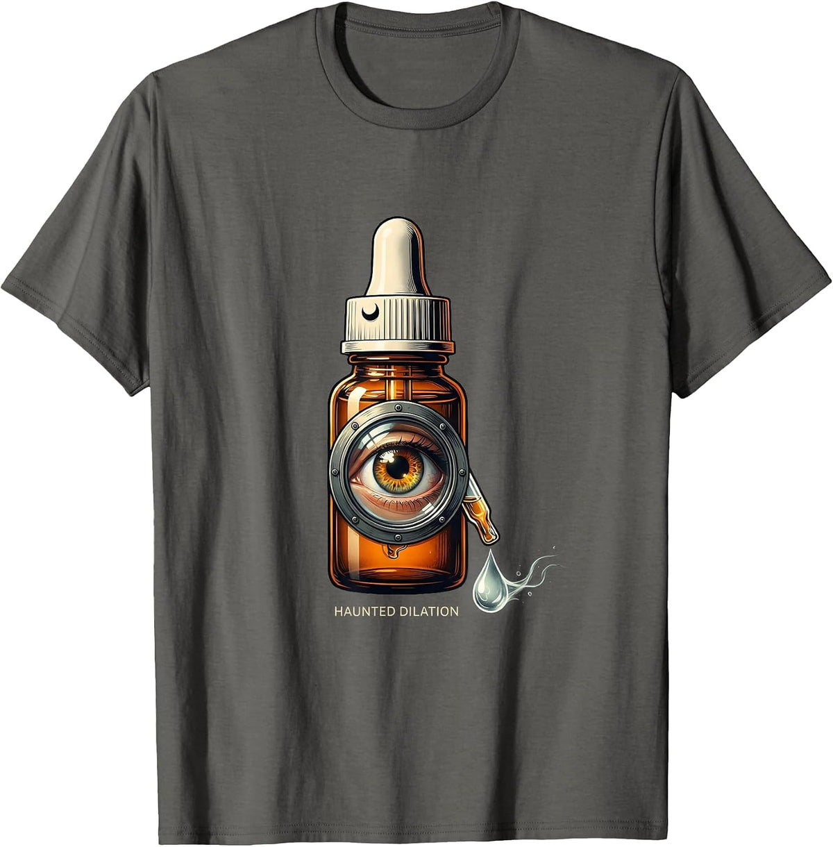 Haunted Dilation Funny Optometrist Halloween Eye Doctor T-Shirt - Asphalt Grey