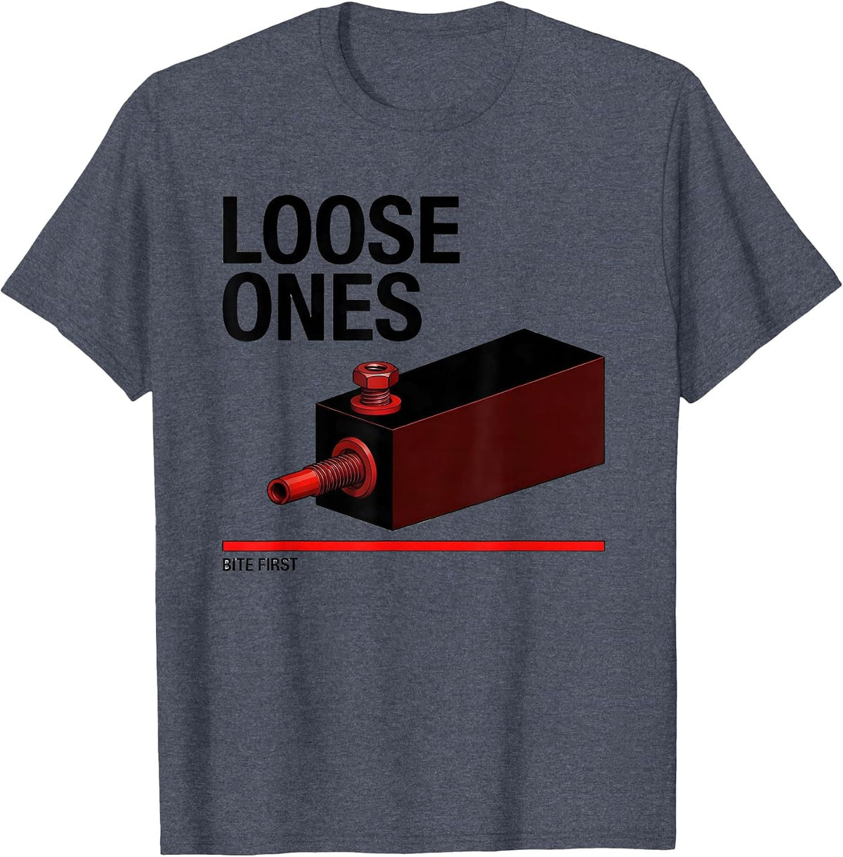 Loose Ones Bite First Funny Electrician Engineer Lineman T-Shirt, Men, Heather Blue, Small - As Pictured