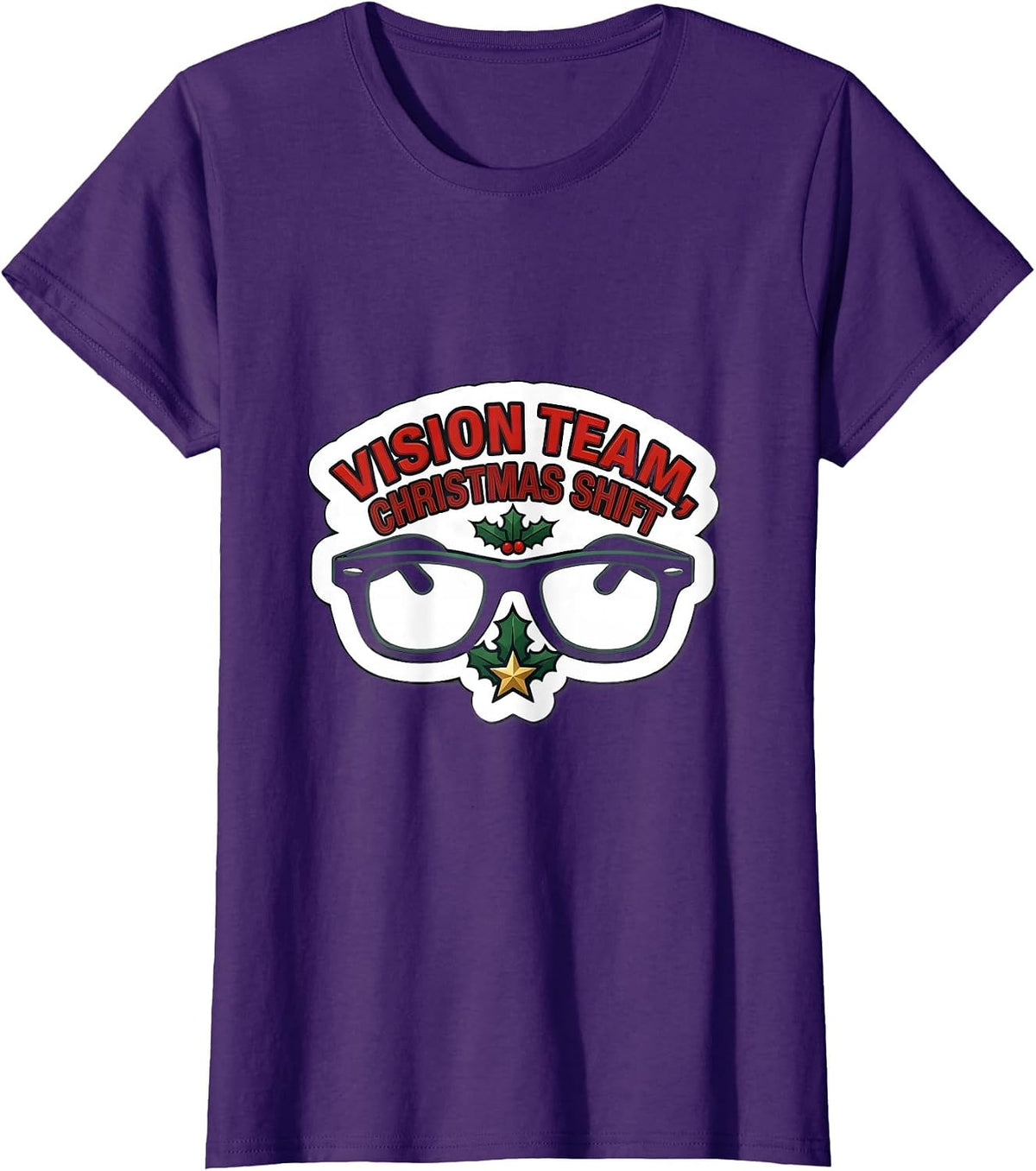 Women's Vision Team Christmas Shift Optometrist Eye Doctor Workwear T-Shirt - Purple