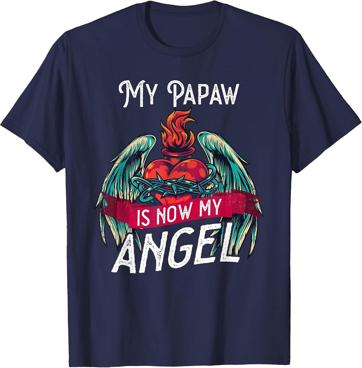 Loving Memory Loss by My Papaw Angel in Heaven T-Shirt - Navy Blue