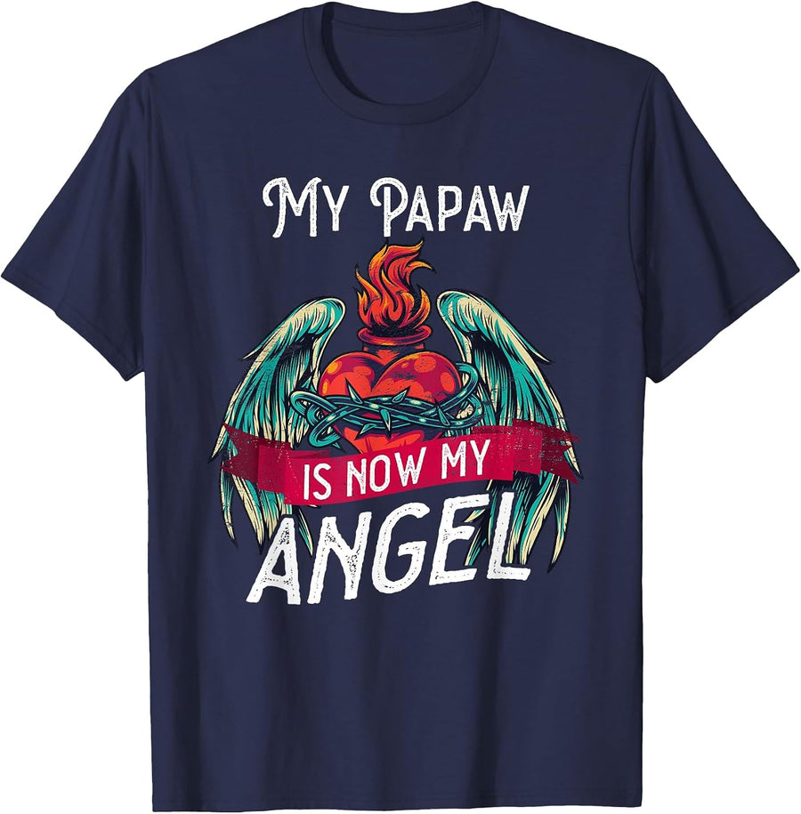 Loving Memory Loss by My Papaw Angel in Heaven T-Shirt - Navy Blue
