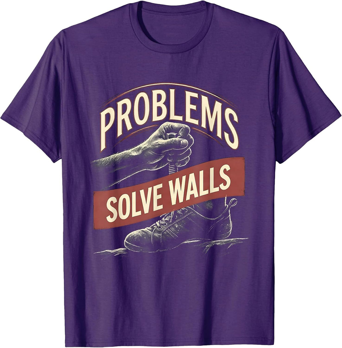 Problems Solve Walls Funny Rock Climbing Bouldering Humor T-Shirt - Purple