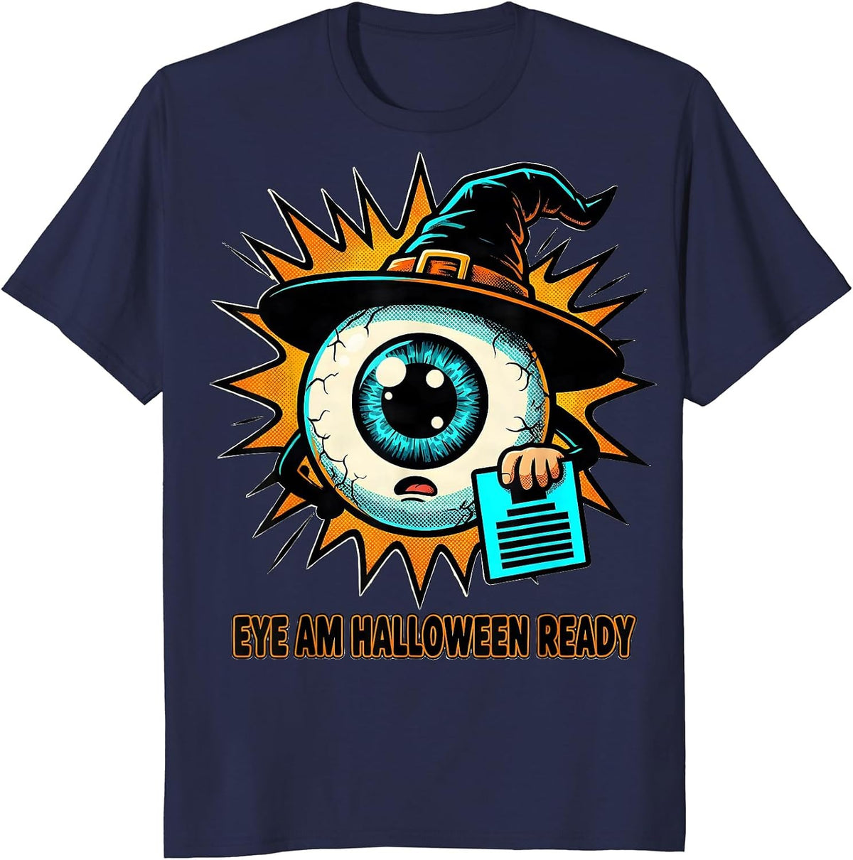 Eye Am Halloween Ready Pop Art Optometrist Halloween Costume T-Shirt - Navy Blue