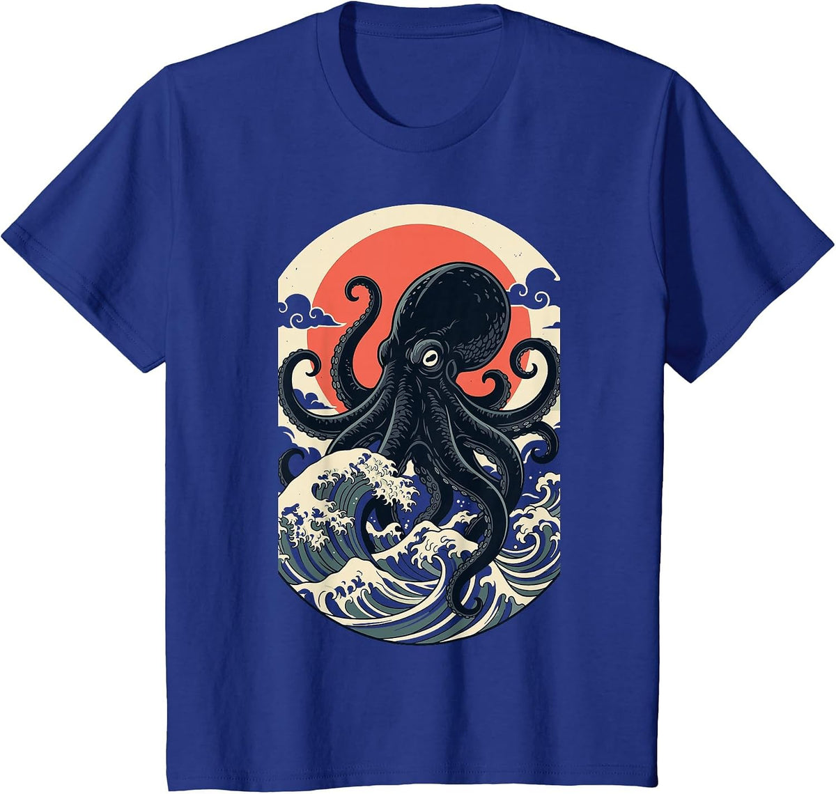 Giant Sea Creature Art Men Women Funny Octopus T-Shirt - Royal Blue