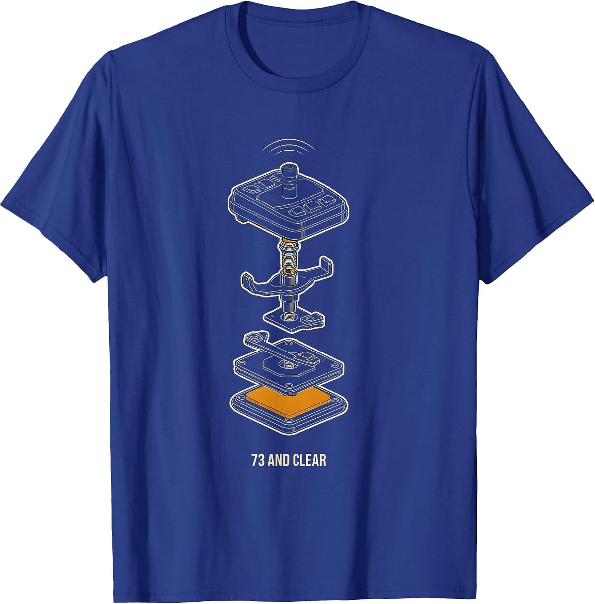 73 And Clear Funny Ham Radio Operator Hobbyist Gift T-Shirt - Royal Blue
