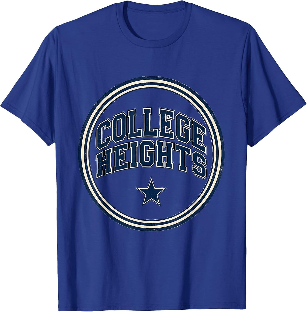 College Heights Vintage Arched Text Retro T-Shirt - Royal Blue