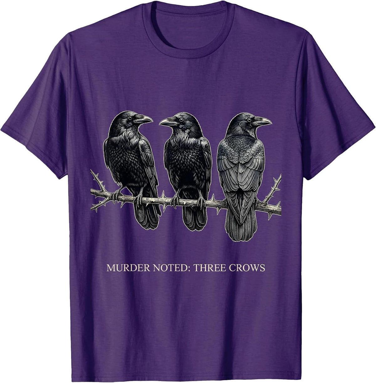 Murder Noted Three Crows Dark Humor Gothic Bird Lover T-Shirt - Purple