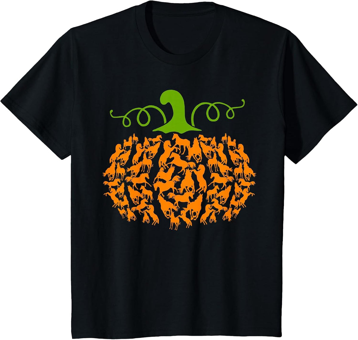 Pumpkin Horse Lover Halloween Costume Girls Women T-Shirt - Black