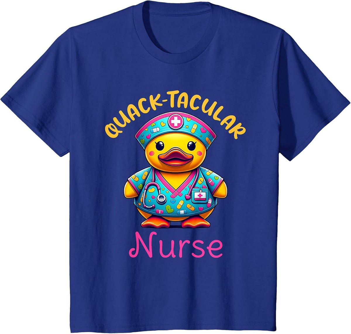 Cute Rubber Duck Registered Nurse Medical Quack-tacular T-Shirt - Royal Blue