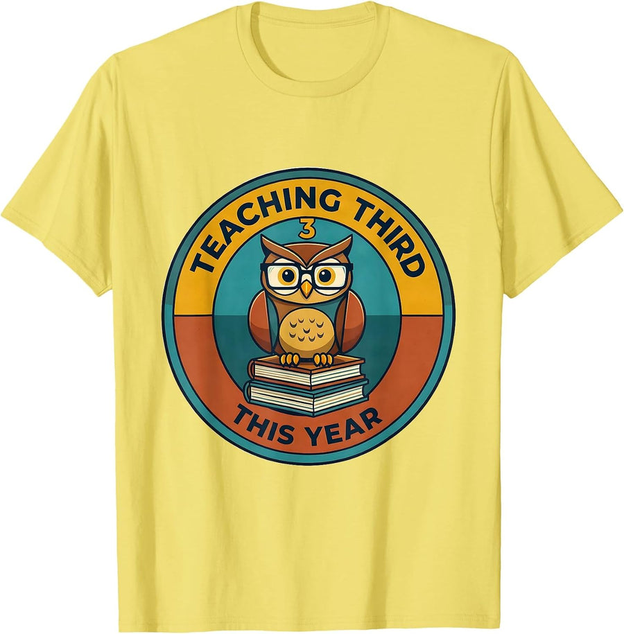 Men's Teaching Third This Year Midcentury Modern Teacher Grade T-Shirt - Lemon Yellow