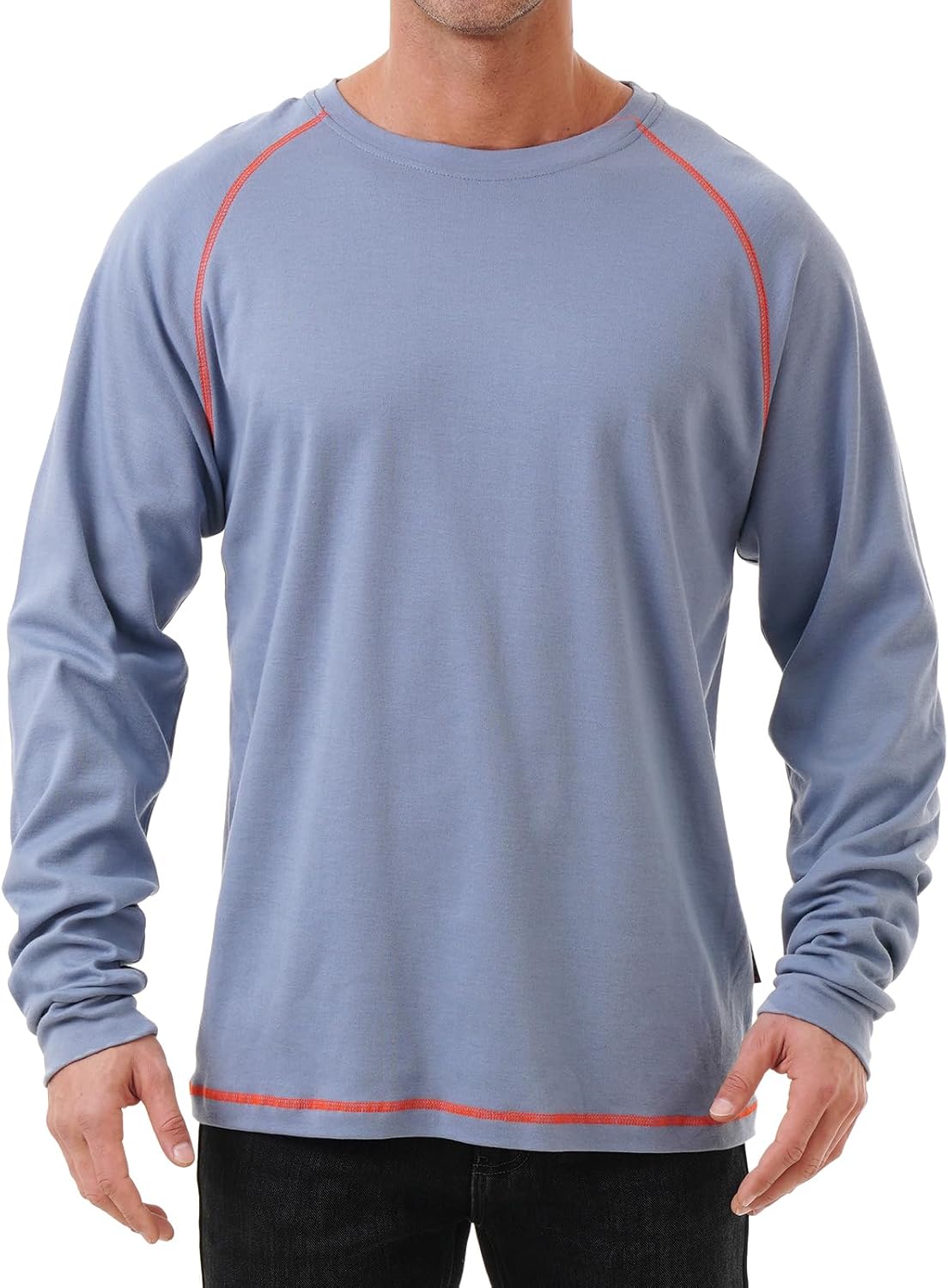 FR Shirts for Men, Hi Vis Flame Resistant 6 oz Long Sleeve Welding Shirt - Pale Blue