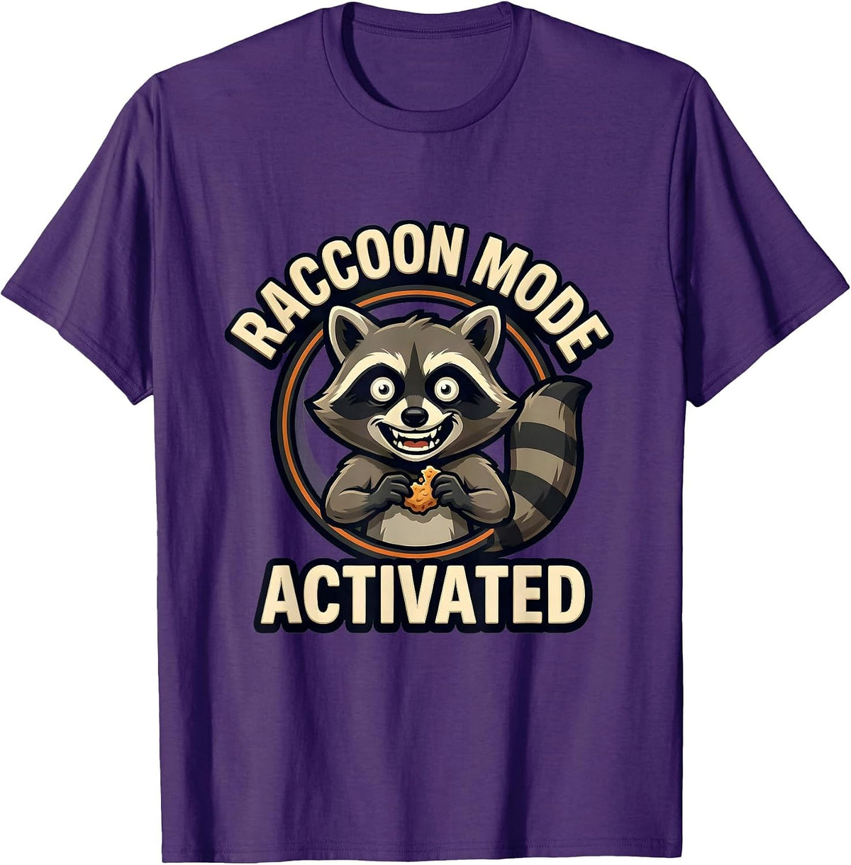 Men's Raccoon Mode Activated Snacks Lover Design T-Shirt - Purple