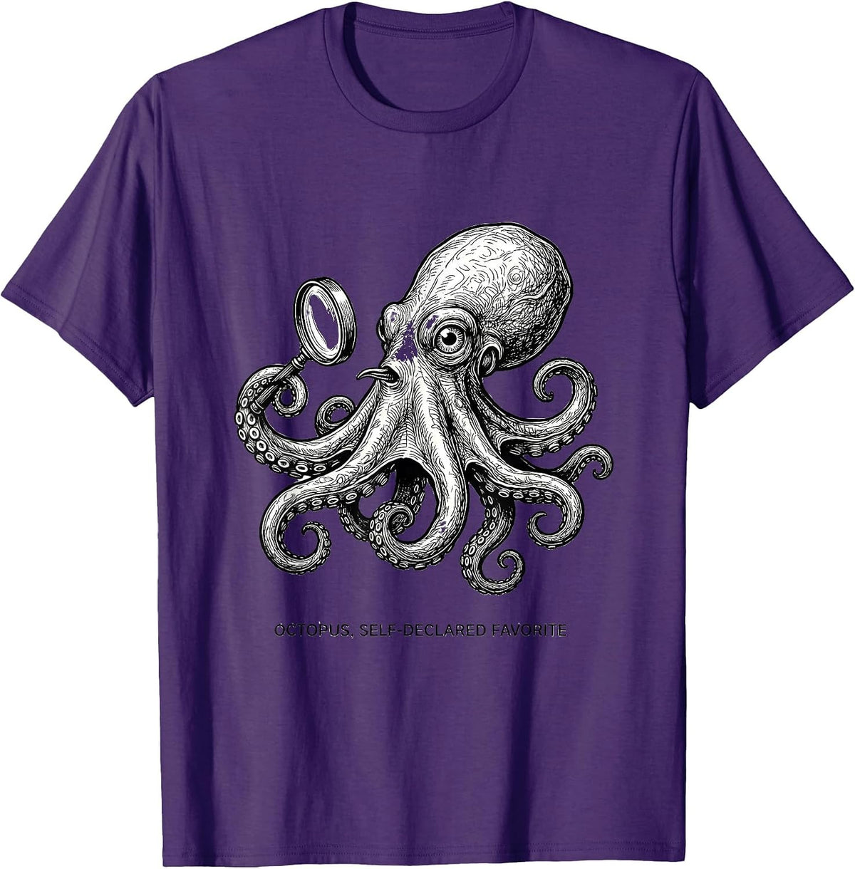 Men's Octopus Self-Declared Favorite Cute Ocean Wildlife Novelty T-Shirt - Purple