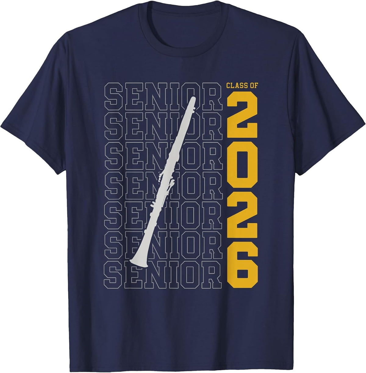 Class of 2026 Senior Clarinet Player for Clarinetist T-Shirt - Navy Blue
