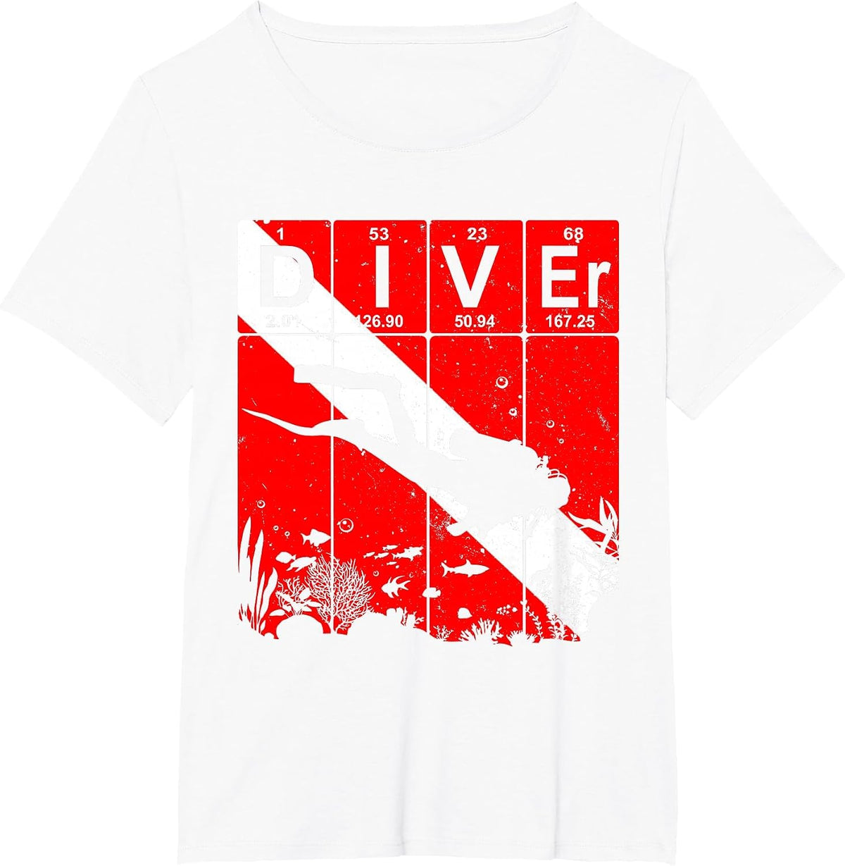 Scuba Diver Periodic Table Elements Scuba Diving Flag T-Shirt - White