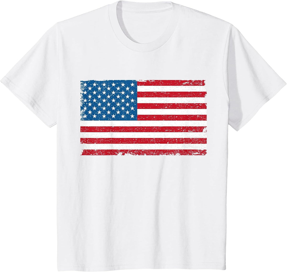 USA American Flag Distressed T-Shirt - White