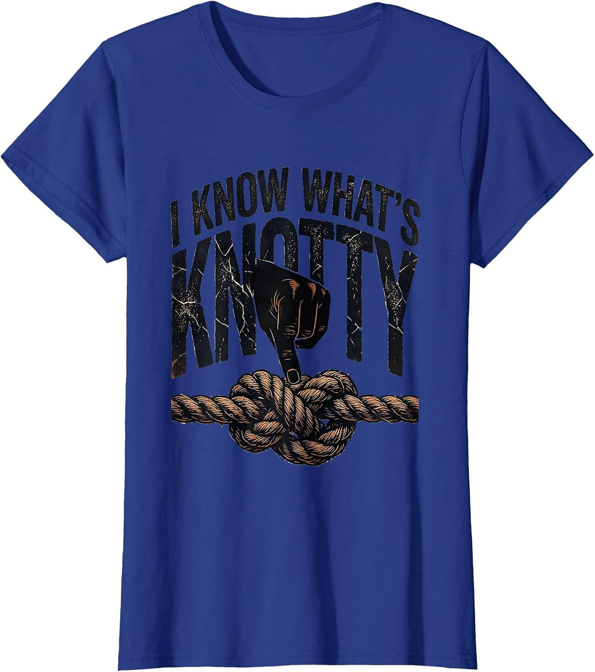 Women's I Know What's Knotty Distressed Massage Therapist T-Shirt - Royal Blue