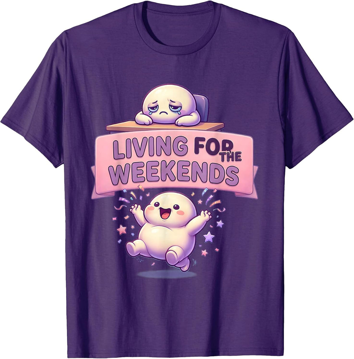 Living for the Weekends Funny Graphic Design T-Shirt - Purple