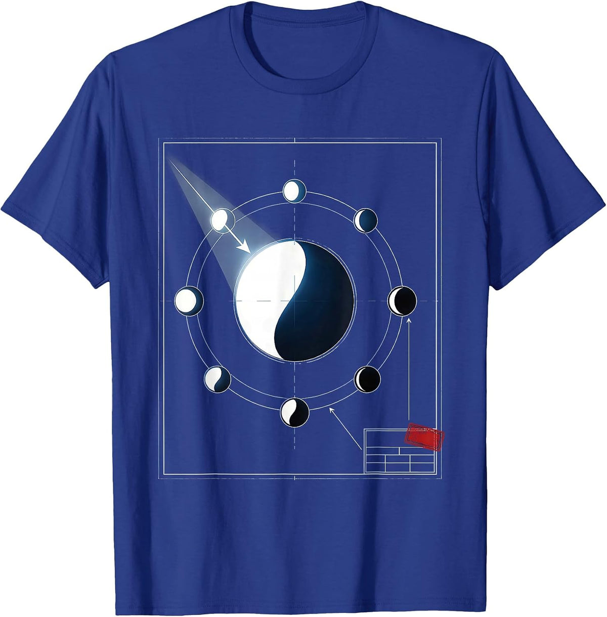 Lunar Phase Cycle Astronomy Graphic Science Teacher T-Shirt - Royal Blue