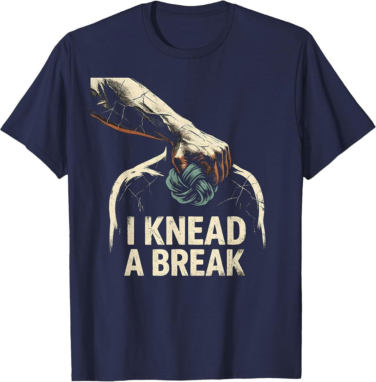 Men's I Knead A Break Distressed Massage Therapist LMT Gift T-Shirt - Navy Blue