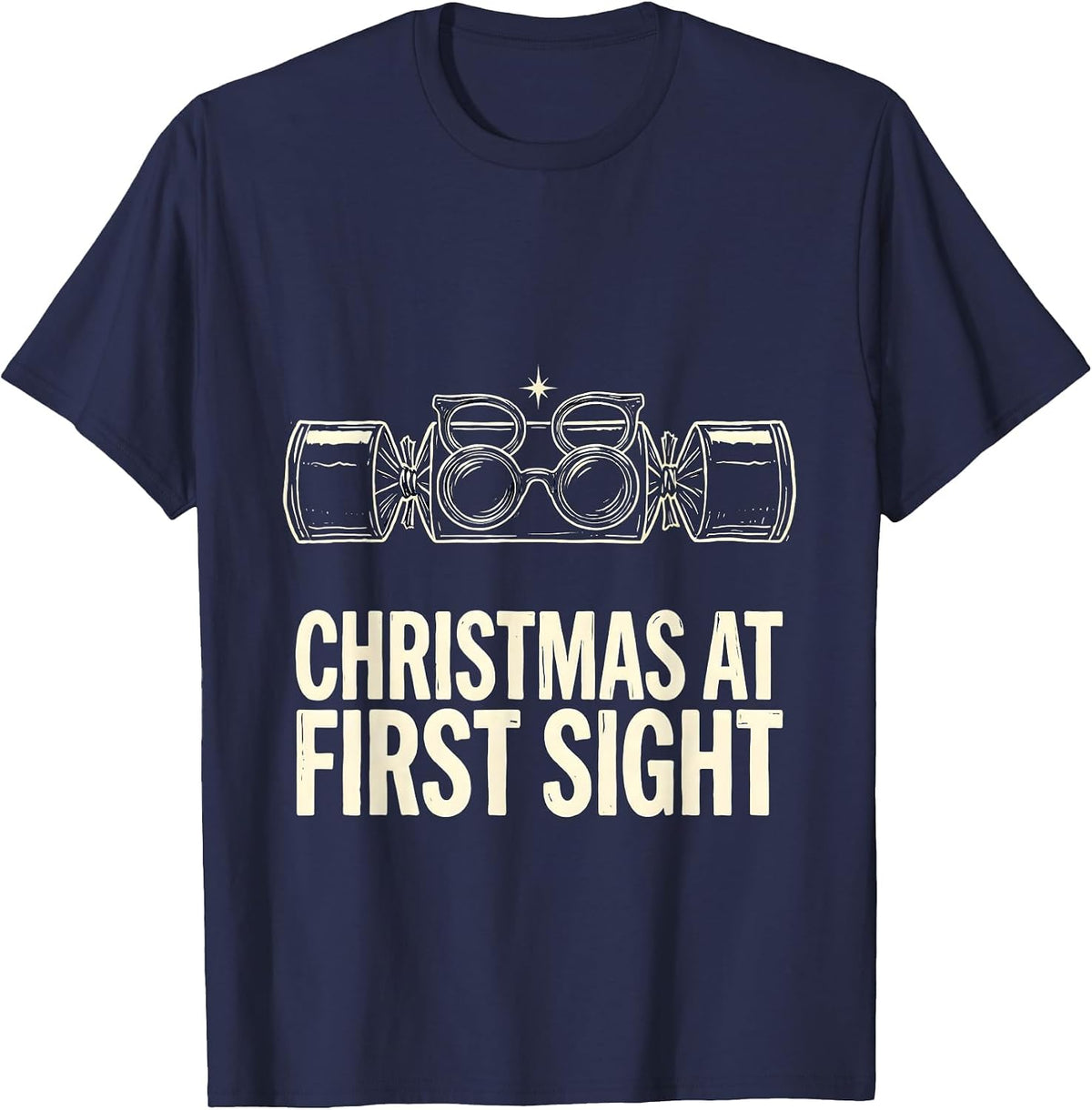 Men's Christmas At First Sight Funny Optometrist Eye Care Humor T-Shirt - Navy Blue