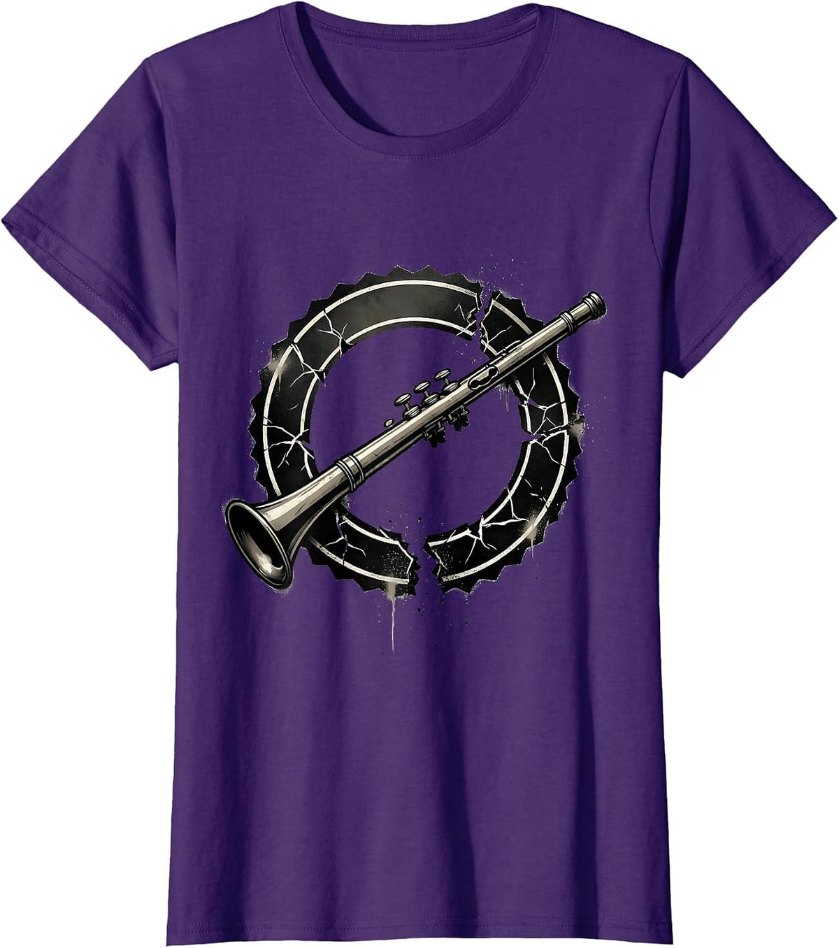 Women's Broken Flute Band Instrument Player Humor Gift T-Shirt - Purple