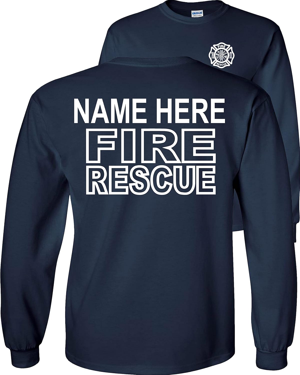 FAIR GAME Custom Fire Rescue Long Sleeve Shirt Personalized - Navy Blue