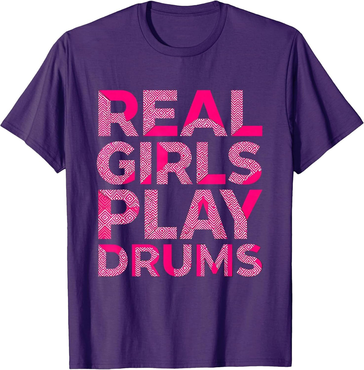 Real Girls Play Drums Band Music Design T-Shirt - Purple