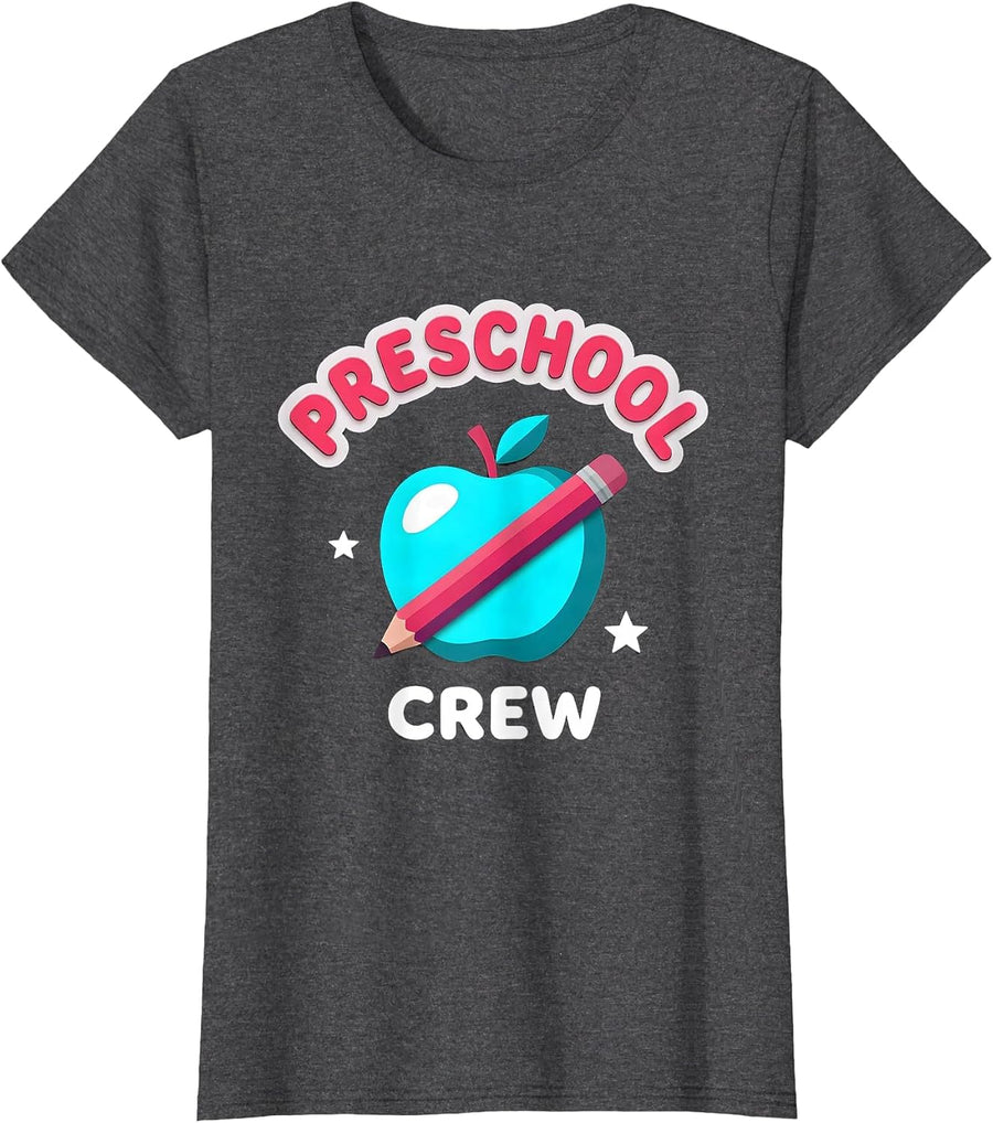 Women's Preschool Crew Funny Teacher Gift Back To School T-Shirt - Dark Heather Grey