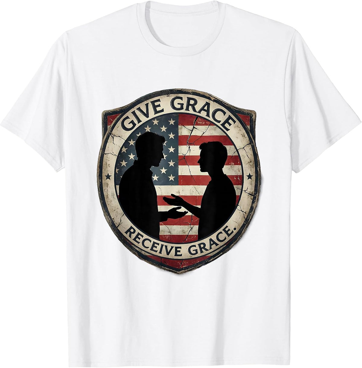Men's Give Grace Receive Grace Inspirational Design T-Shirt - White