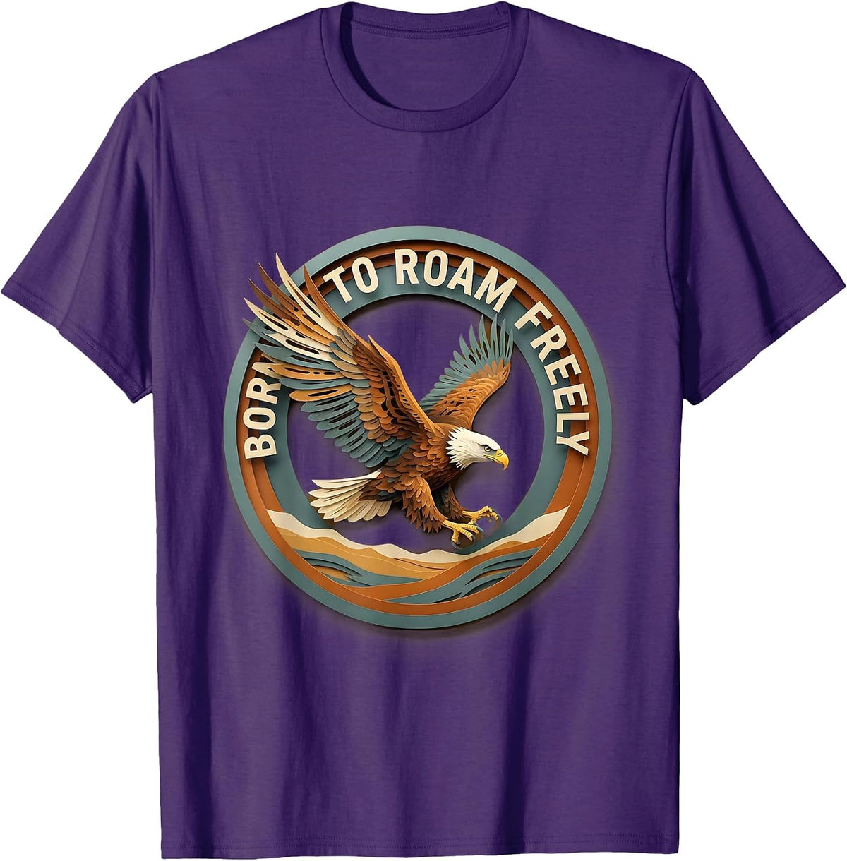 Born to Roam Freely Long Sleeve Freedom Design T-Shirt - Purple