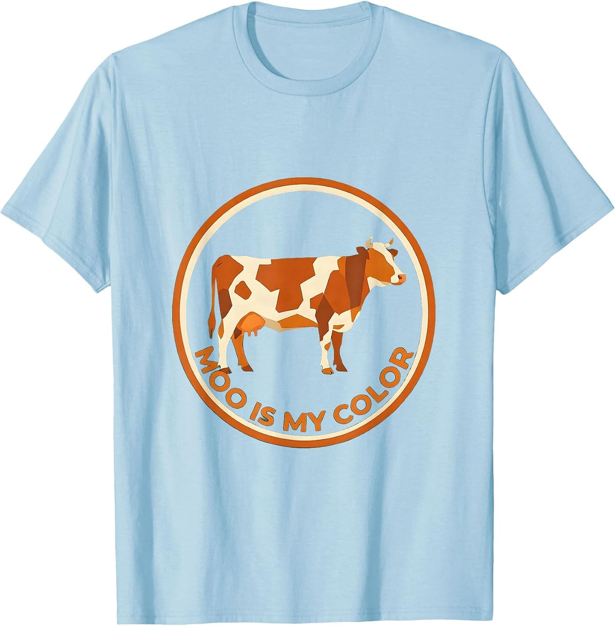 Men's Moo Is My Color Cow Print Design T-Shirt - Baby Blue