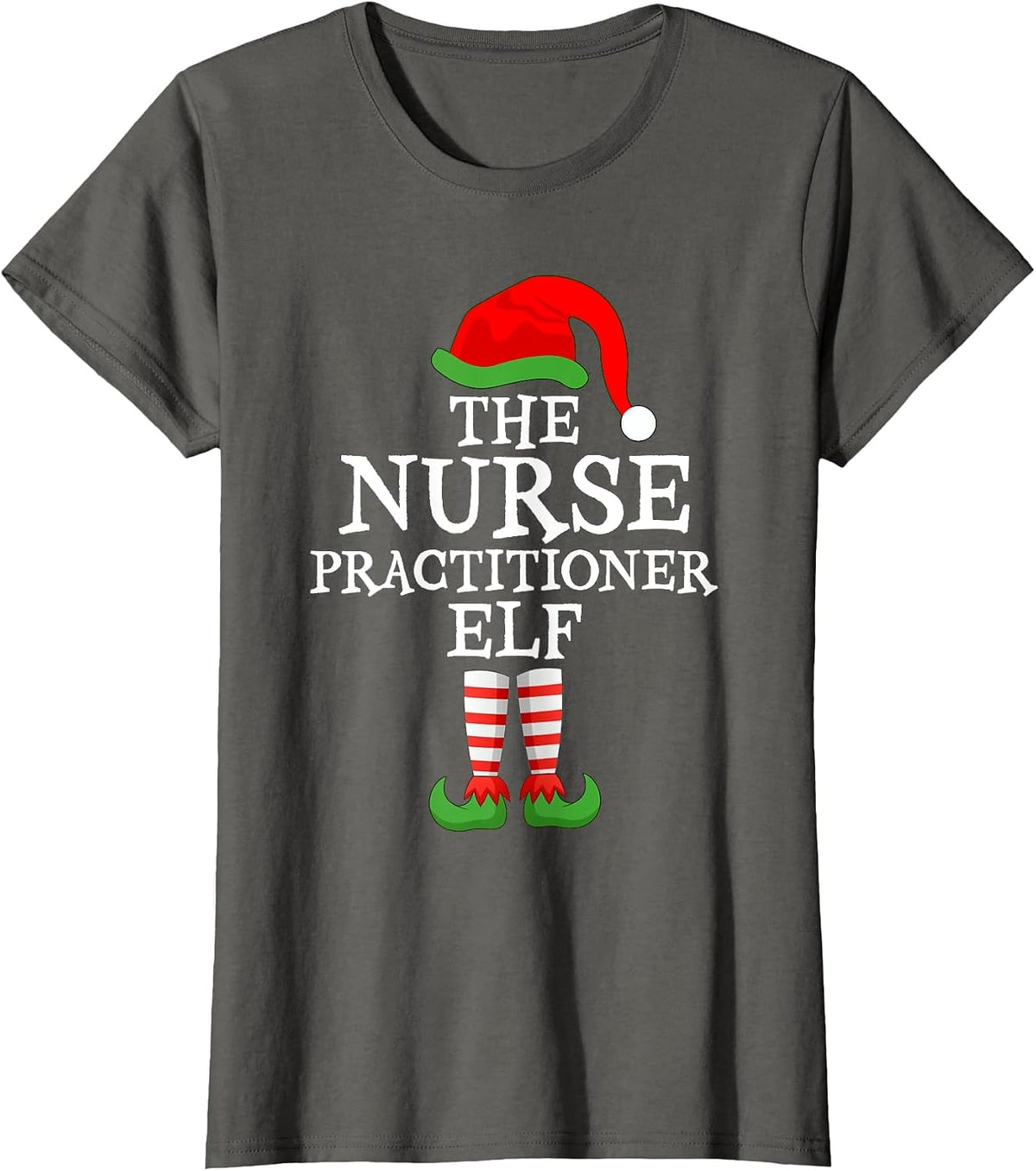 Xmas Matching Ugly Xmas Sweater The Nurse Practitioner Elf T-Shirt - Asphalt Grey