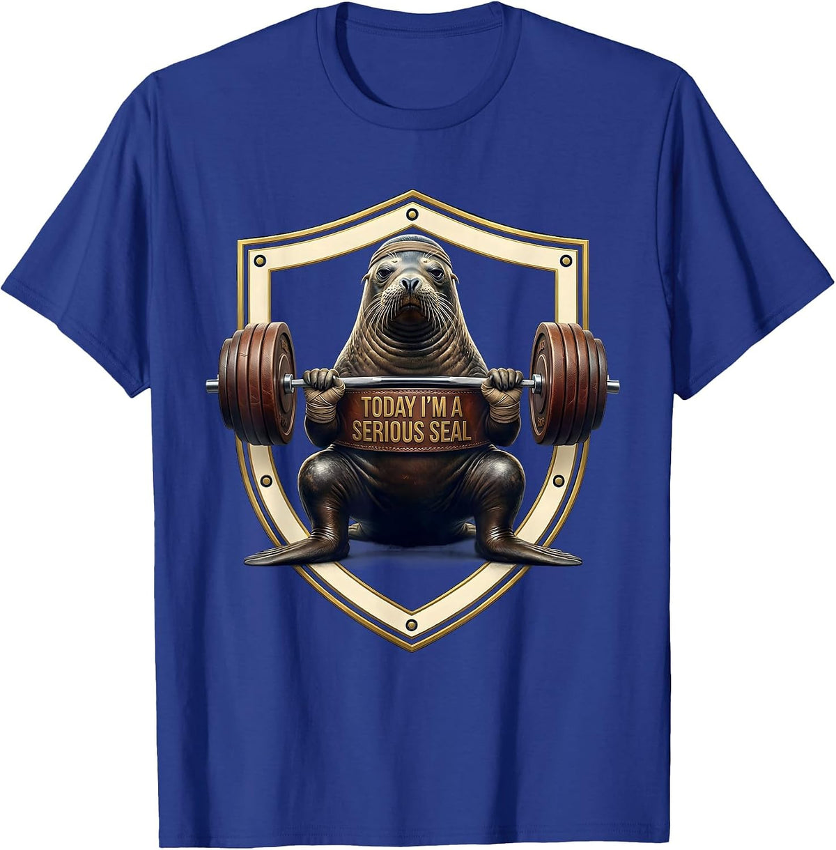 Today I'm A Serious Seal Funny Gym Weightlifting Workout T-Shirt - Royal Blue