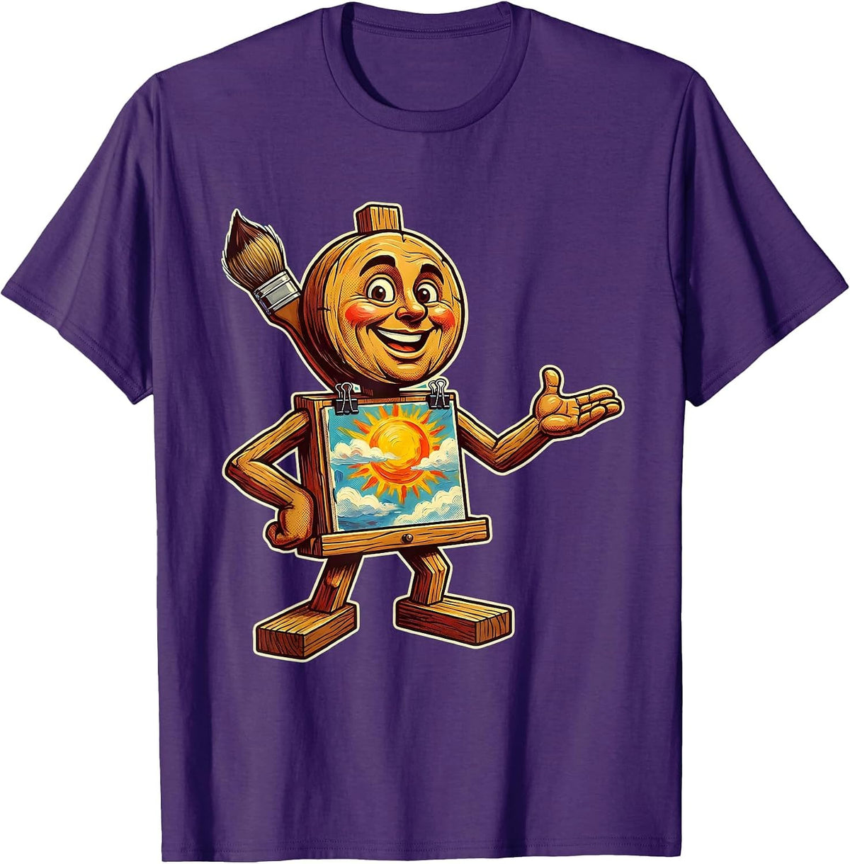 Men's Preschool Teacher Easel Painting Illustration T-Shirt - Purple