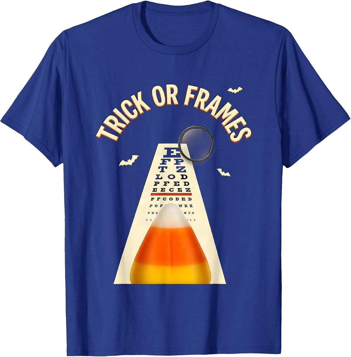Men's Trick or Frames Funny Optometrist Halloween Eye Doctor T-Shirt - Royal Blue